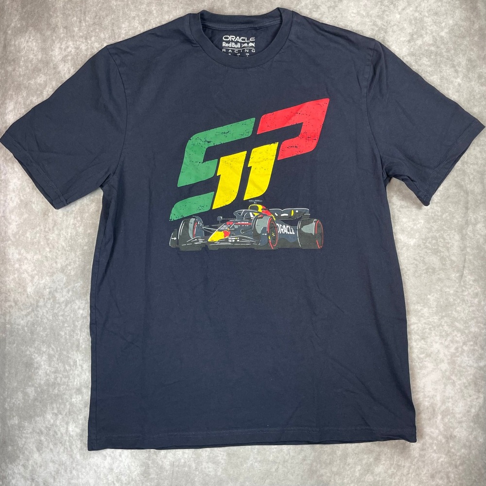 Oracle Red Bull Racing Sergio Perez SP11 T-Shirt Mens Large Navy F1 Graphic Tee